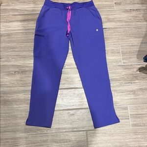 Figs Joggers in Purple with Pink Drawstring